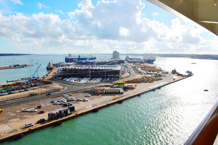View from the Norwegian Escape, Southampton docks